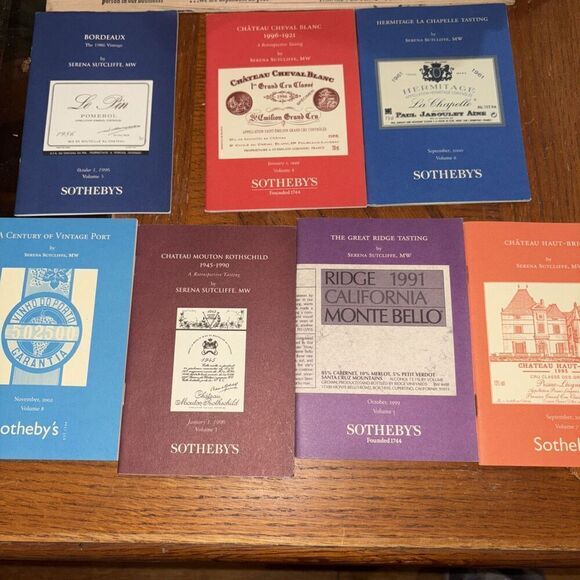 Sothebys Other - 7 Volume Set 1996-2001 Sotheby’s Wine Booklets / Serena Sutcliffe Signed Each